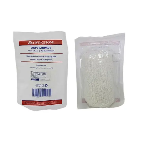 Livingstone Medium Weight Crepe Bandage 10cm x 1.6m 50 Carton - Health