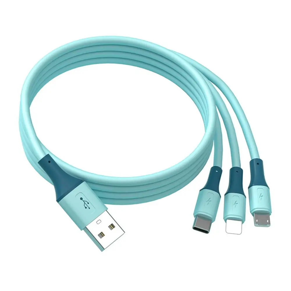 3 in 1 Silicone Data Cable Is for Apple Android Type-C-1M