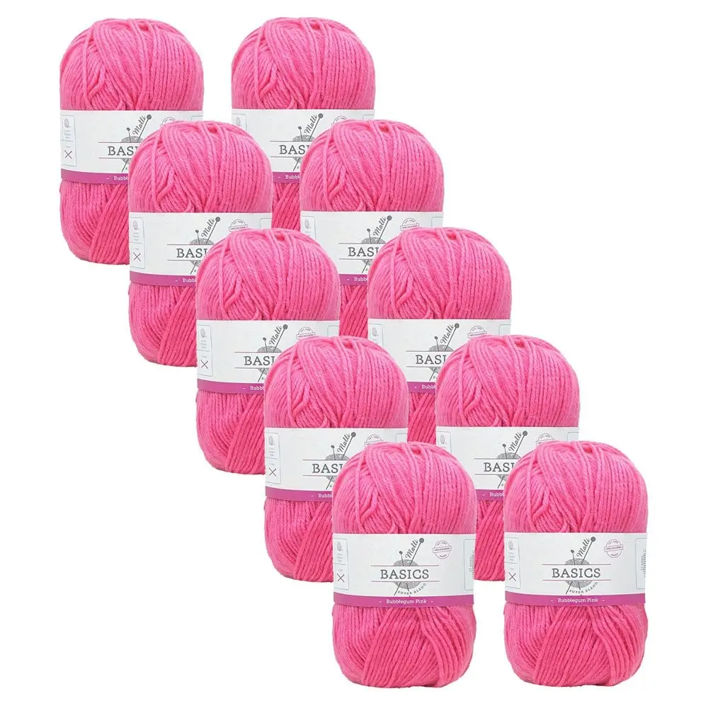 10x Malli Super Blend Basic 100g Acrylic/Polyester Yarn Knitting Bubblegum Pink - Hobbies