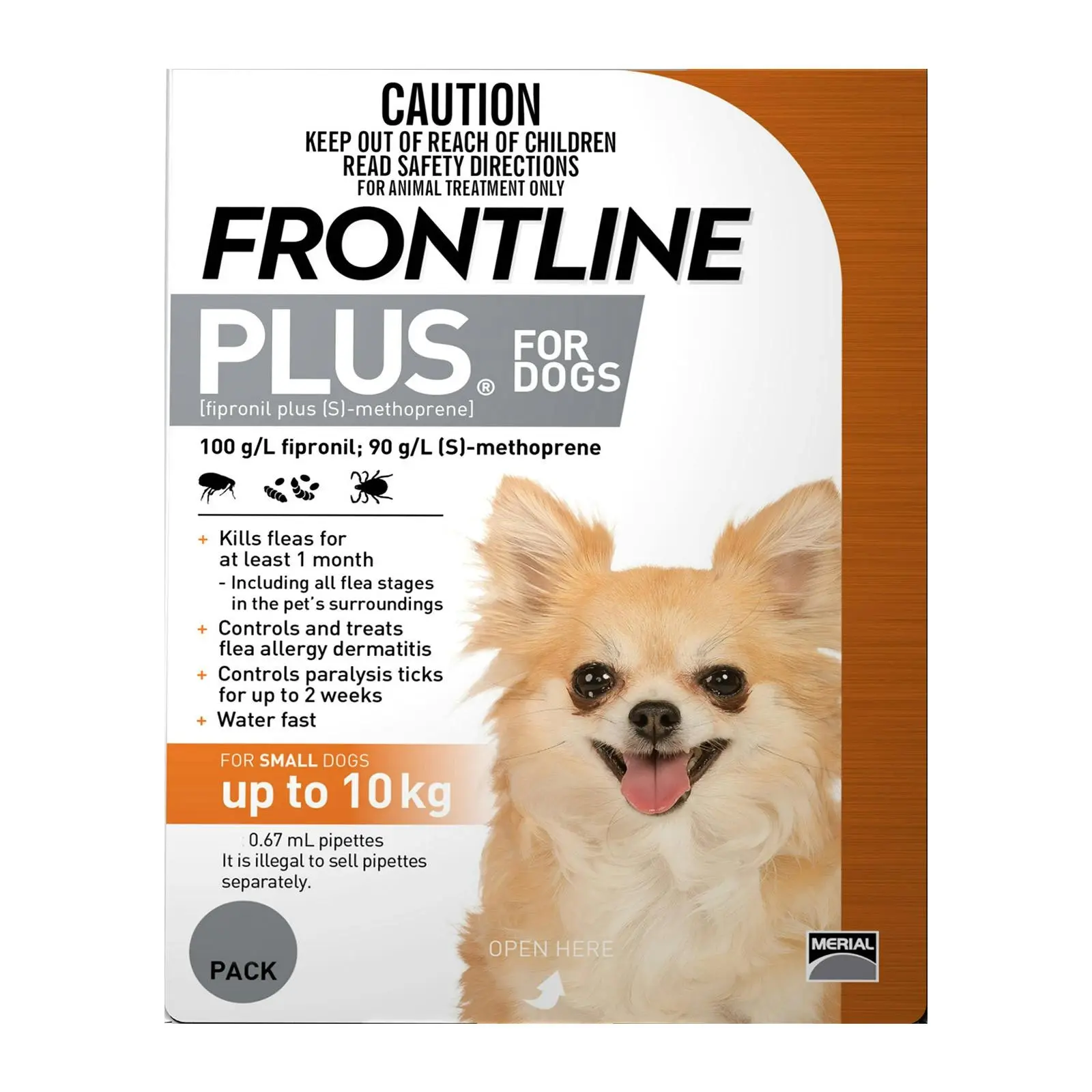 Frontline Plus For Small Dogs Up To 10Kg (Orange) 3 Pipettes - Save up to 70% Off Pet Supplies