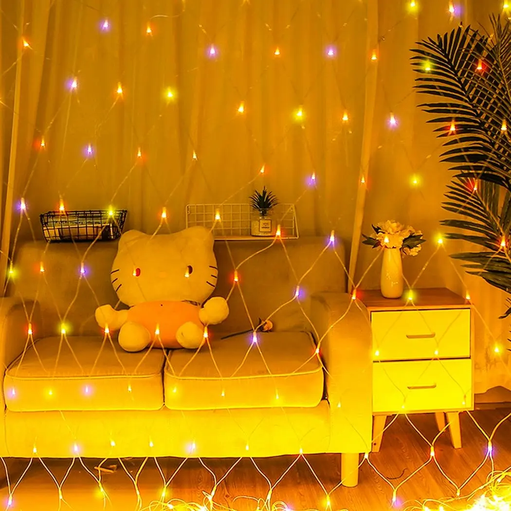 Traderight Group 320LED Fairy Lights Net Mesh Curtain Wedding Party XmAS Tree Decor Multi Colour - Home & Garden