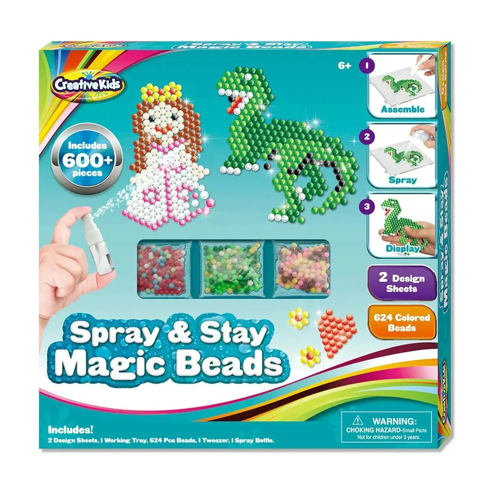 Creative Kids Dinosaur & Princess Spray Stay Magic Beads Activity Art Craft 6y+ - Hobbies