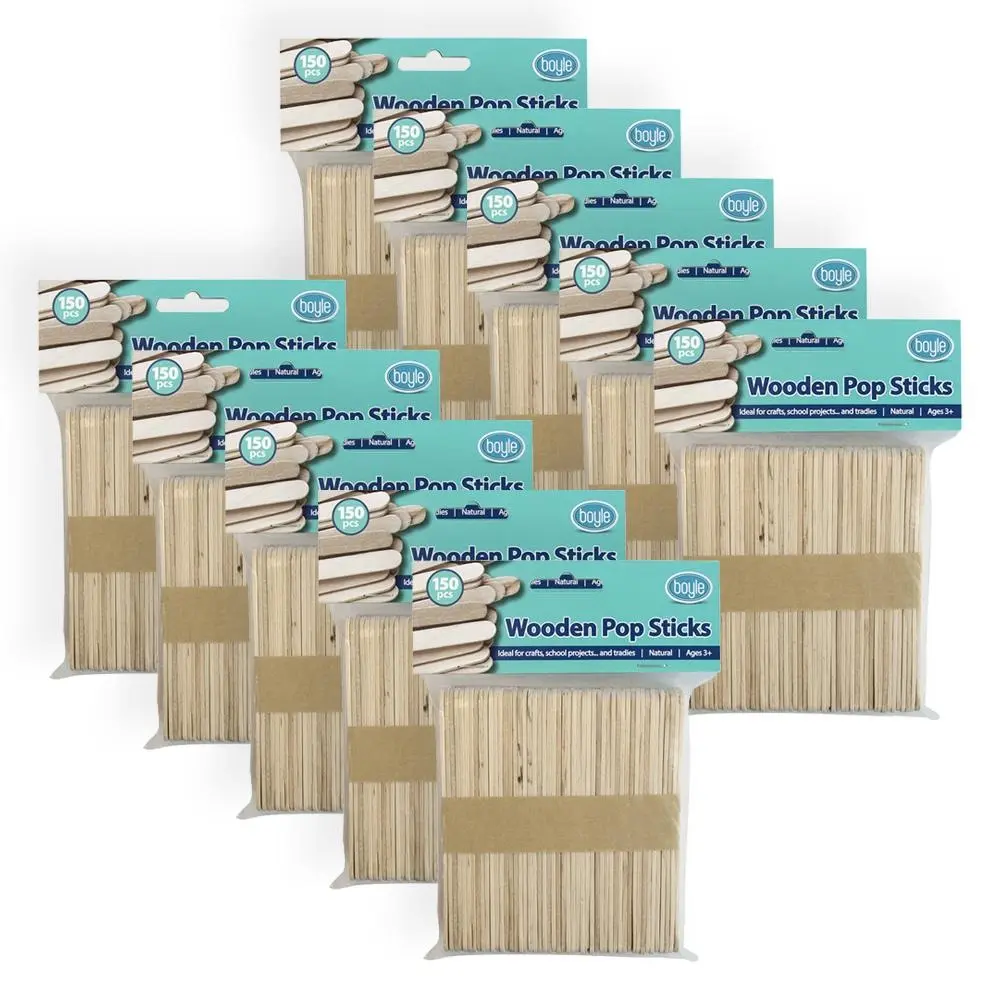 1500pc Boyle 13.5cm Craft Wooden Craft Ice cream Pop Stick Pack Popsicle Natural - Hobbies