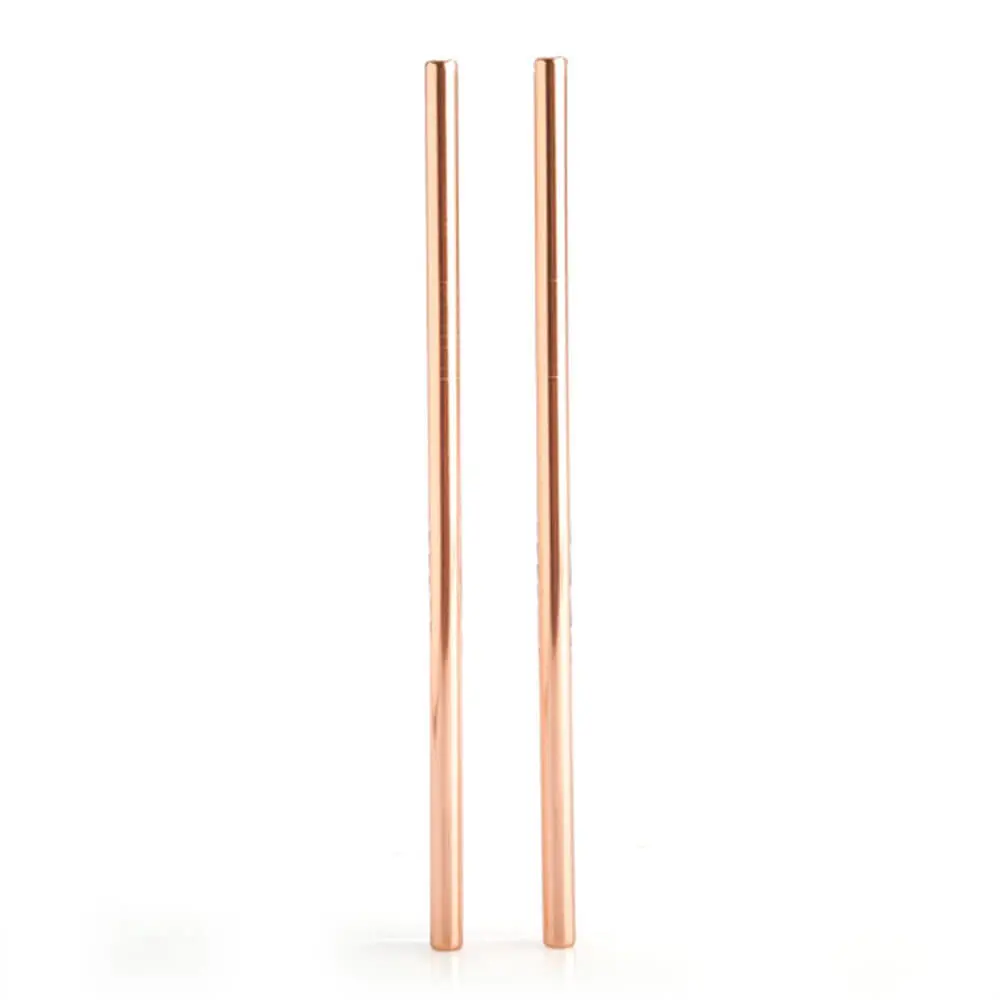 8mm Rose Gold Metallic Steel Straws (30 pcs) - Hobbies