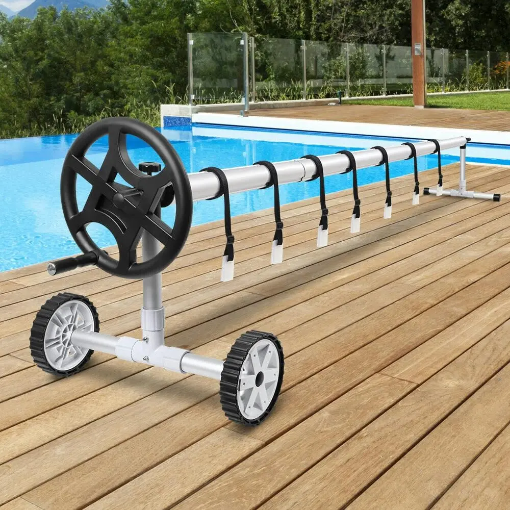 Alfordson Pool Cover Roller 4.5m Adjustable Solar Blanket Reel Swimming Black - Home & Garden