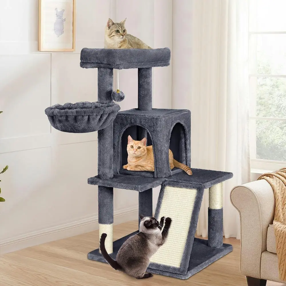 BEASTIE Cat Tree 100cm Grey Scratching Post Scratcher Tower - Pets