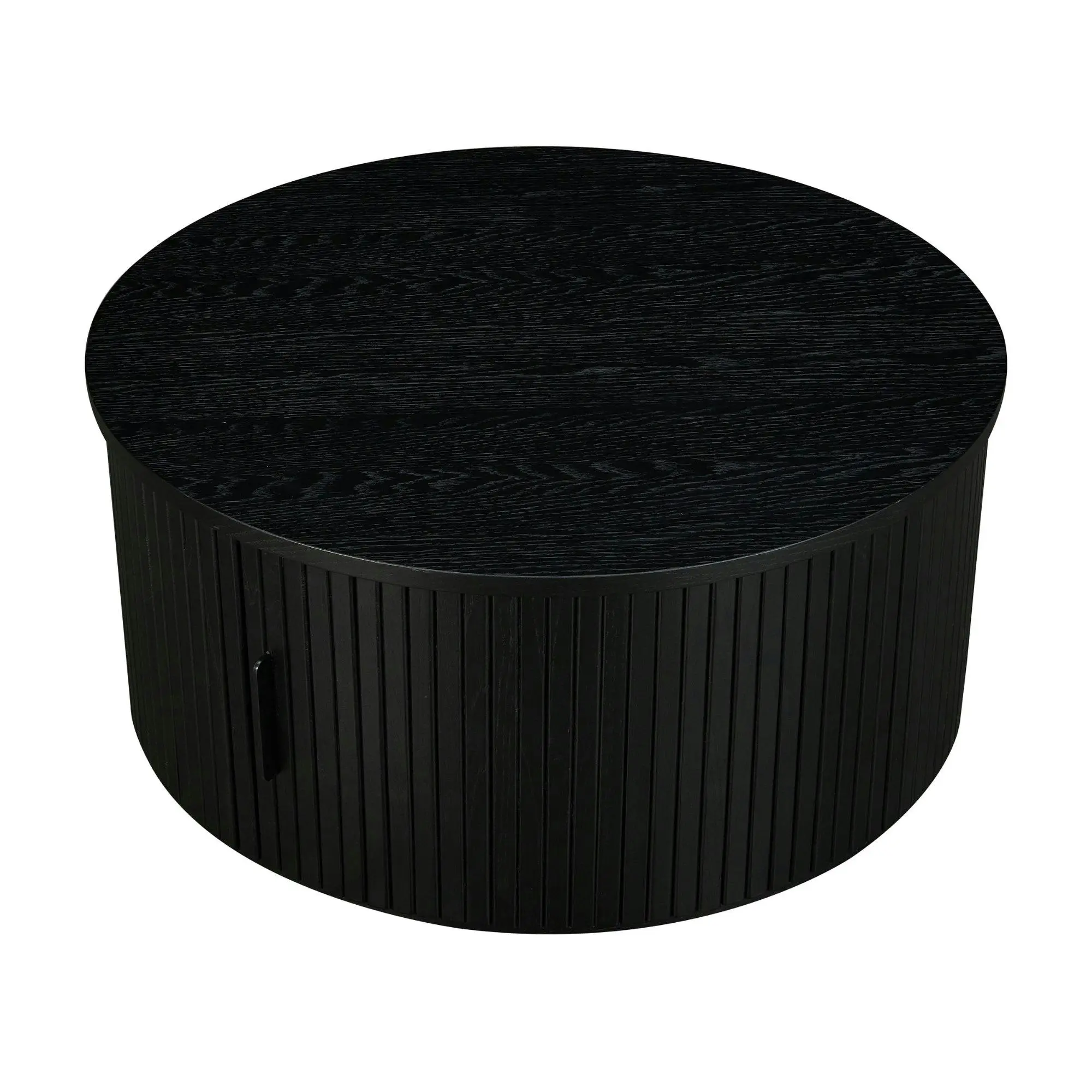 Norman 80cm Timber Round Coffee Table Black - Furniture