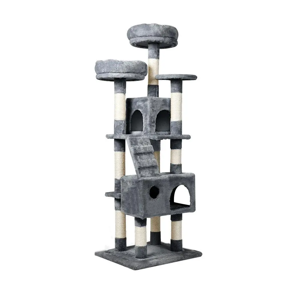 Pawz Cat Trees Scratching Post Scratcher For Large Cats Tower House Grey 141cm - Pets