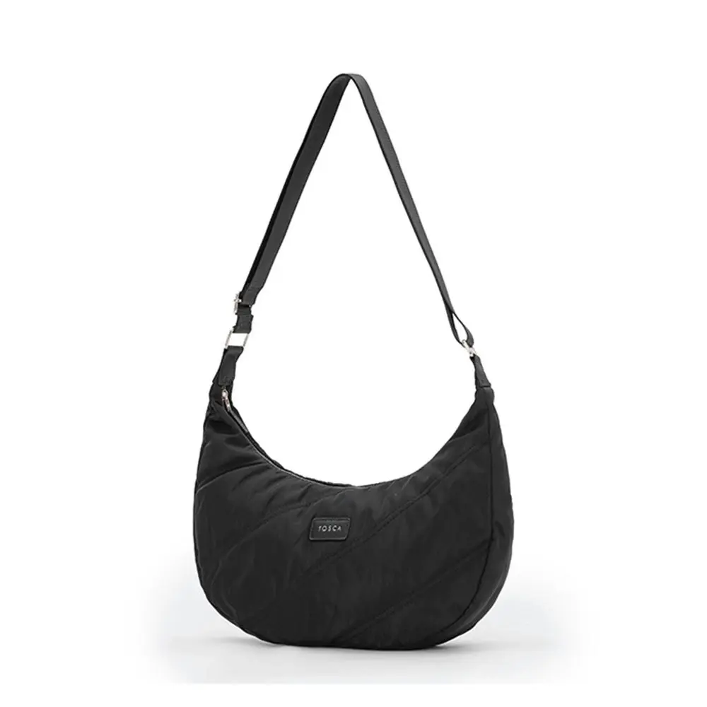 Tosca Everyday Hobo Shoulder Compact Crescent Purse Handbag Black Stitch - Fashion