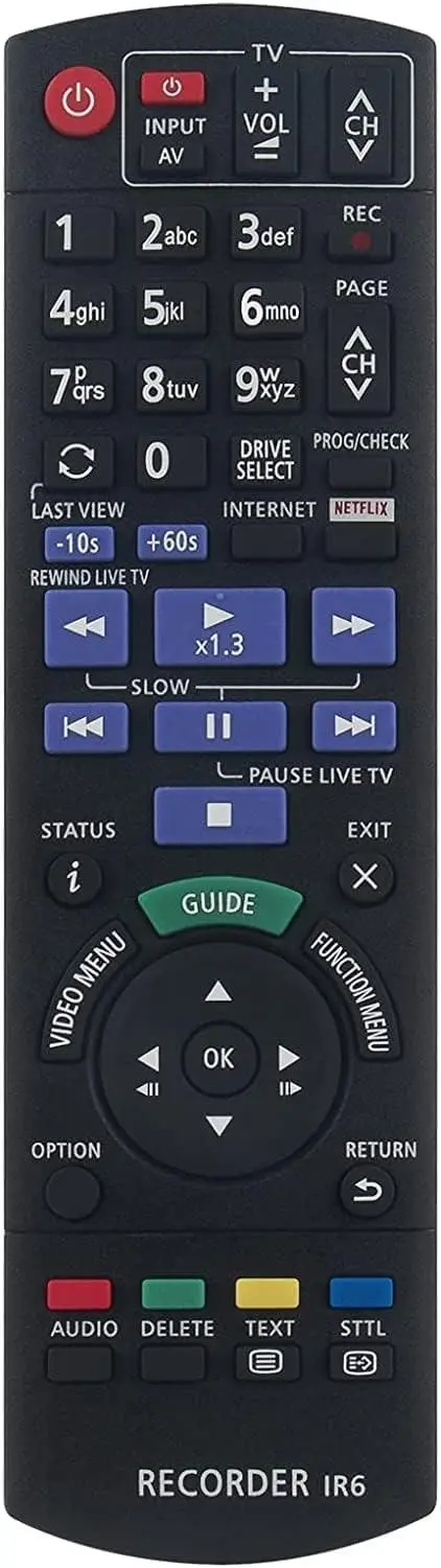N2QAYB001077 Remote Control Compatible Panasonic DMR-HWT260GN DMR-PWT560GN
