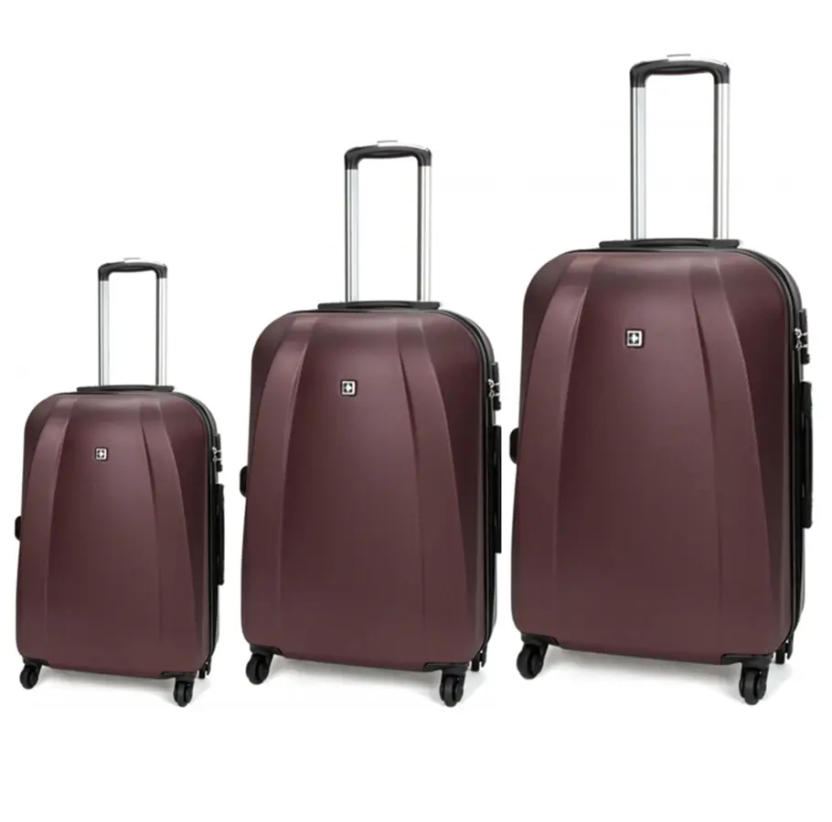 Suissewin Swiss Luggage Suitcase Lightweight With TSA Locker 8 Wheels Hardcase 3 PCS Set Set SN6104A&B&C Red - Fashion