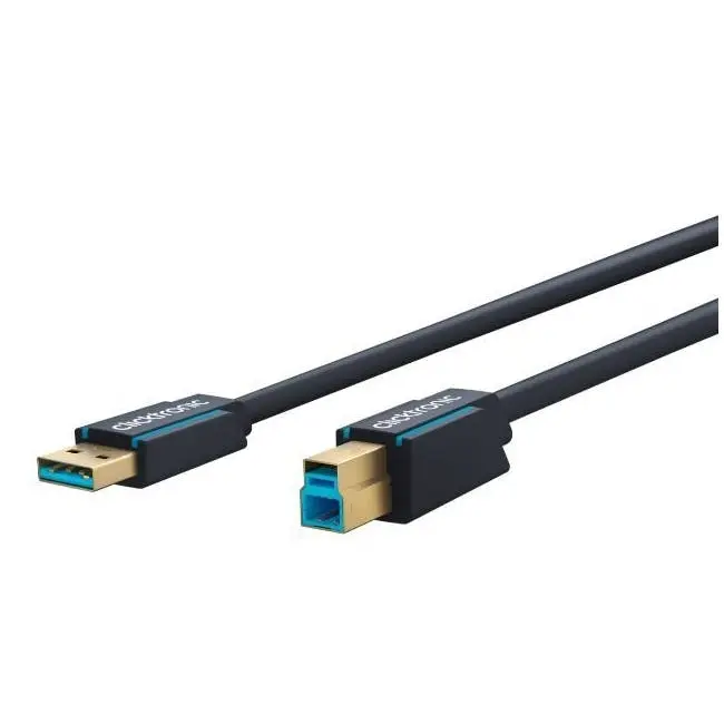 Clicktronic 0.5m Male USB A to B 3.0 Cable Connector 5Gbps For Laptop/PC Black - Electronics