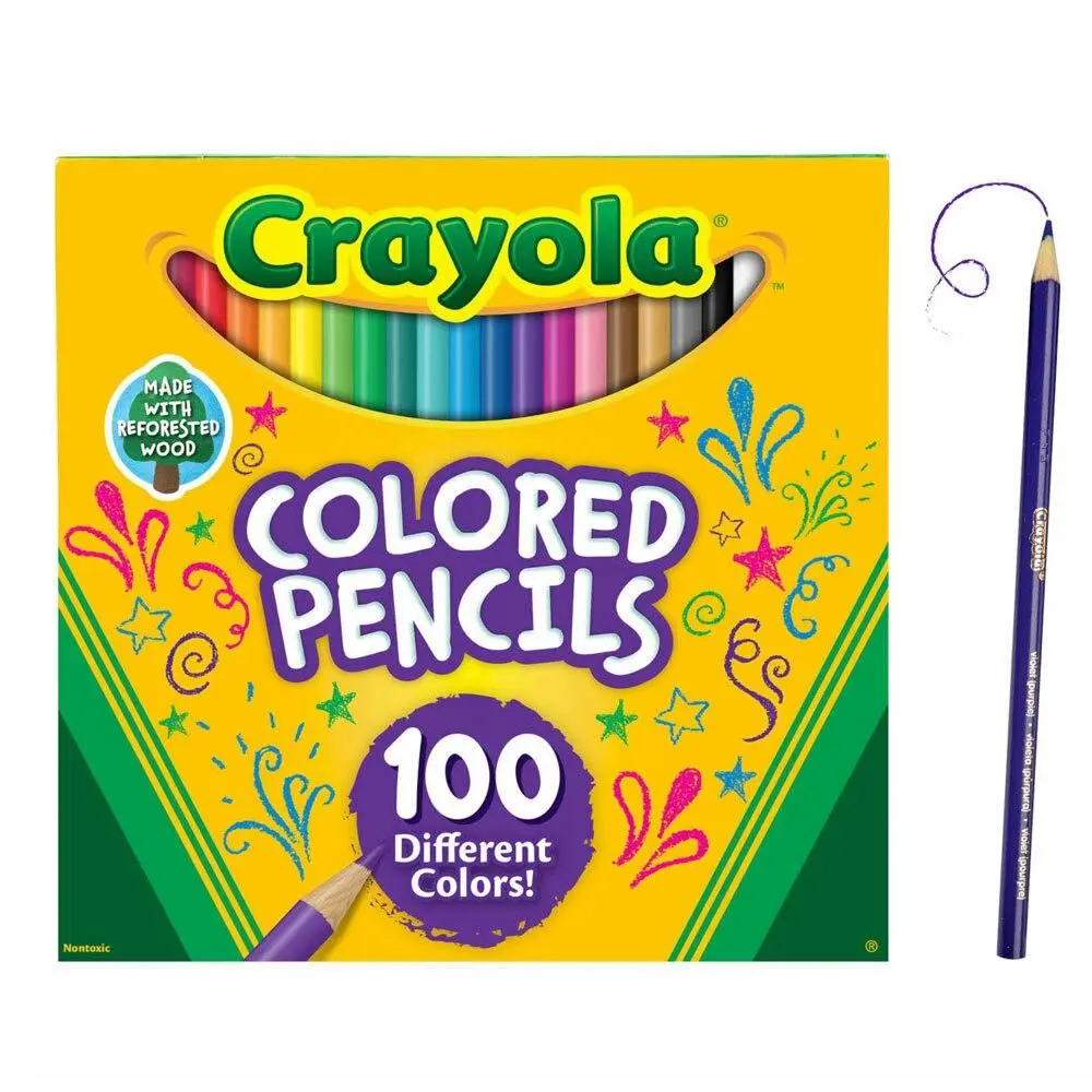 100pc Crayola Coloured Pencil Colouring Non Toxic Crayons Drawing Arts Kids 3y+ - Office