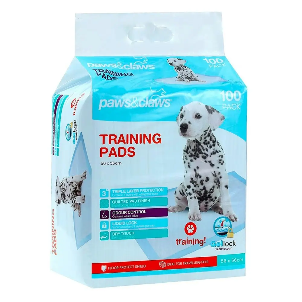 100pc Paws & Claws Odour Control/Absorbent Pet/Cat/Dog Toilet Training Pads/Mat - Pets