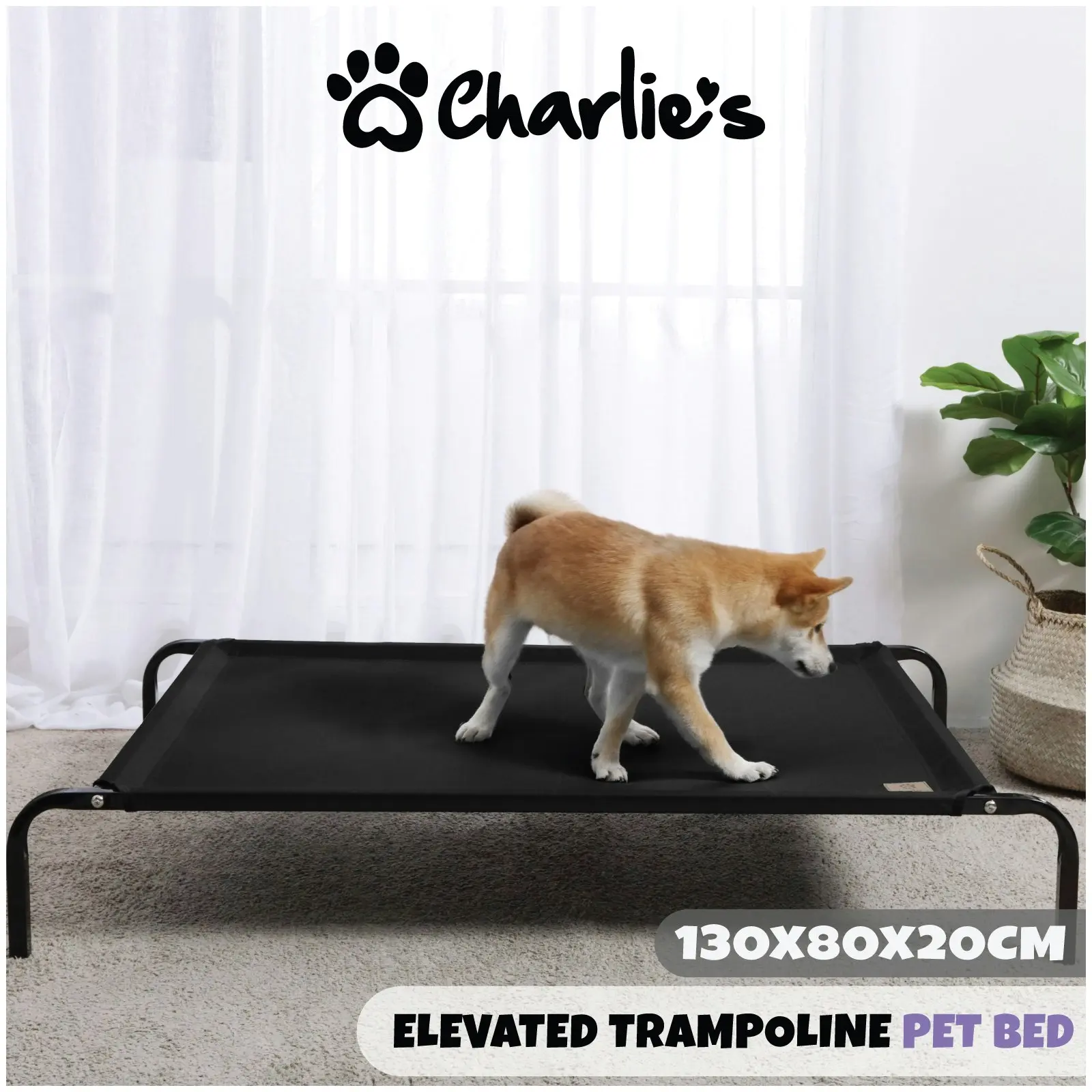 Charlie's Trampoline Hammock Bed Black Extra Large - Pets