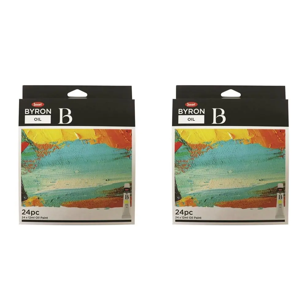 2x 24pc Jasart Byron 12ml Oil Paint Art/Craft Canvas Colouring/Painting Tube Set - Hobbies