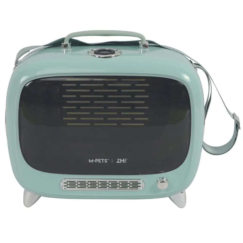 M-Pets 44cm Sixties TV Dog/Cat Pet Portable Transport Carrier Travel Cage Blue