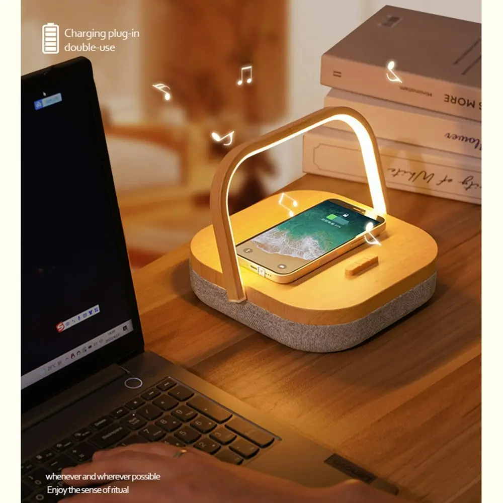LED Wireless Charger Bluetooth Speaker Desk Light Induction Night Light - Electronics