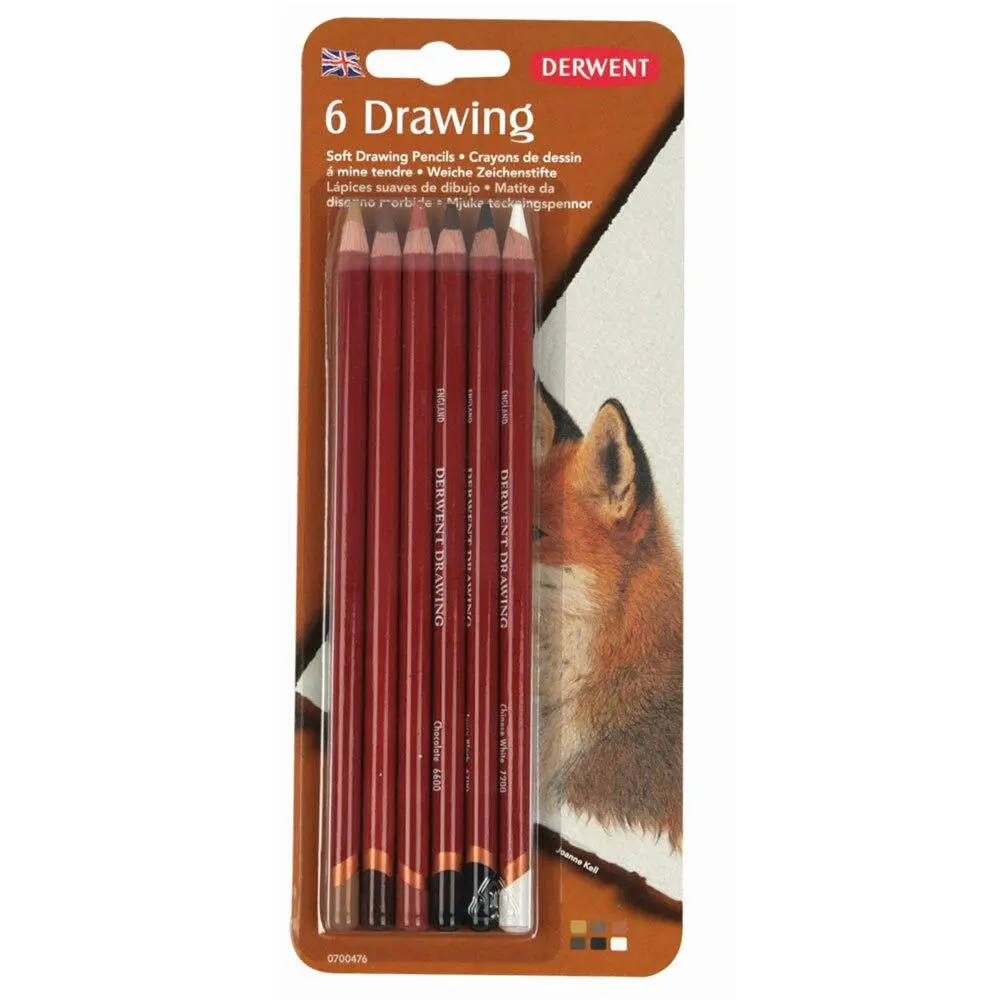 6pc Derwent Academy Soft Drawing Pencils Art/Craft Sketching Colouring Pencil - Office