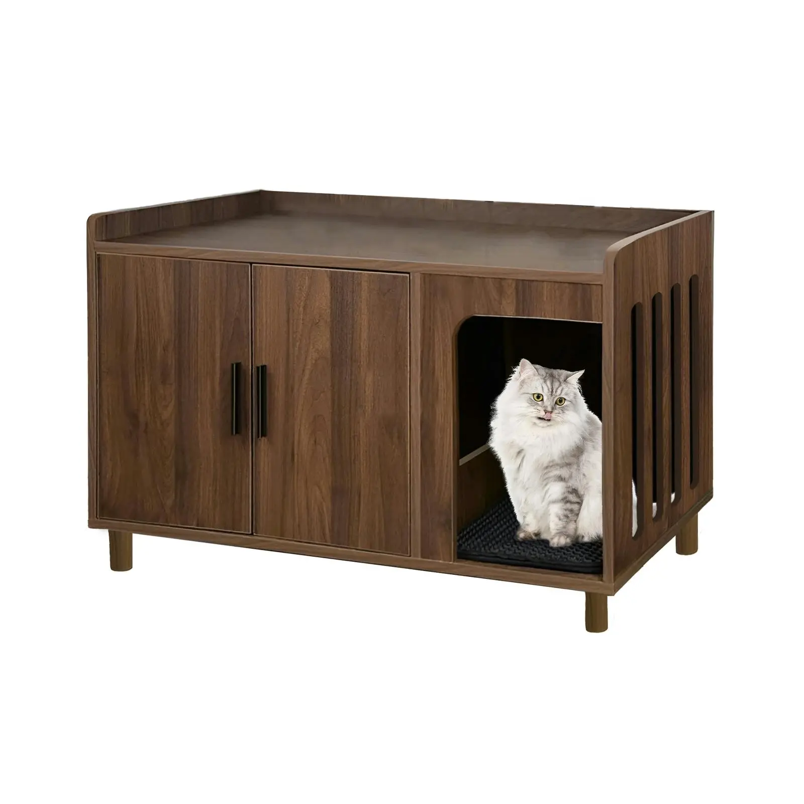 Enclosed Cat Litter Cabinet Box Kitty Indoor Crate Cabinet Cupboard Enclosure - Pets