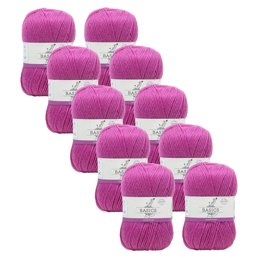 10x Malli Blend Basic 100g Acrylic/Polyester Yarn Knitting Craft Orchid Purple - Hobbies