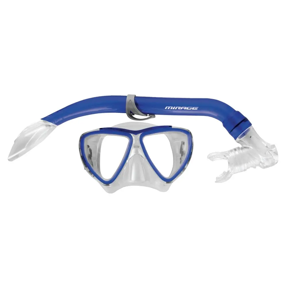 2pc Mirage Turtle Kids Junior Swimming/Beach Silitex Mask/Glass Snorkel Set Blue - Sports & Outdoor
