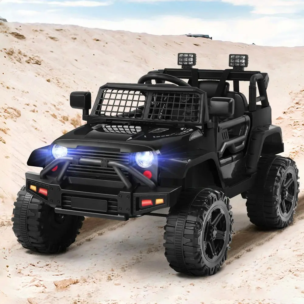 Alfordson Ride On Car Kids Toy Jeep Electric 12V 60W Motors R/C LED Lights Black - Toys & Games
