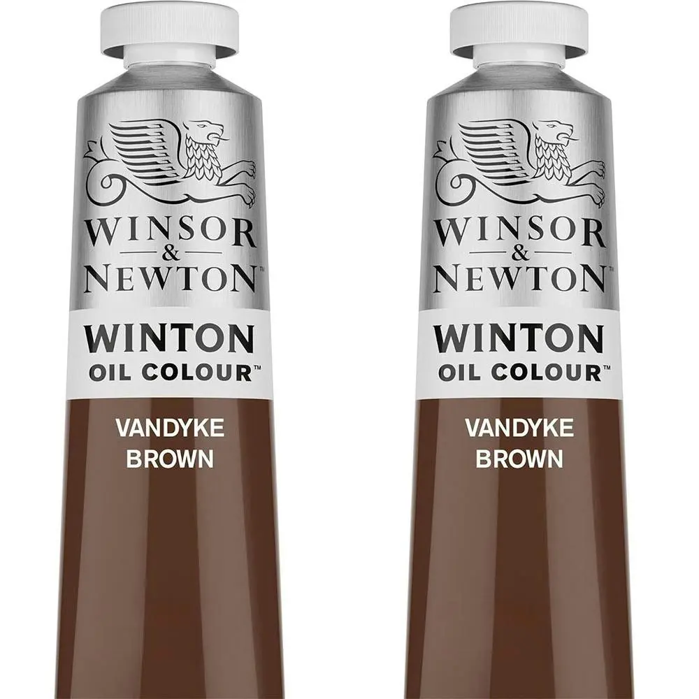 2x Winsor & Newton 200ml Winton Oil Colour Paint Artist/Craft Vandyke Brown - Hobbies
