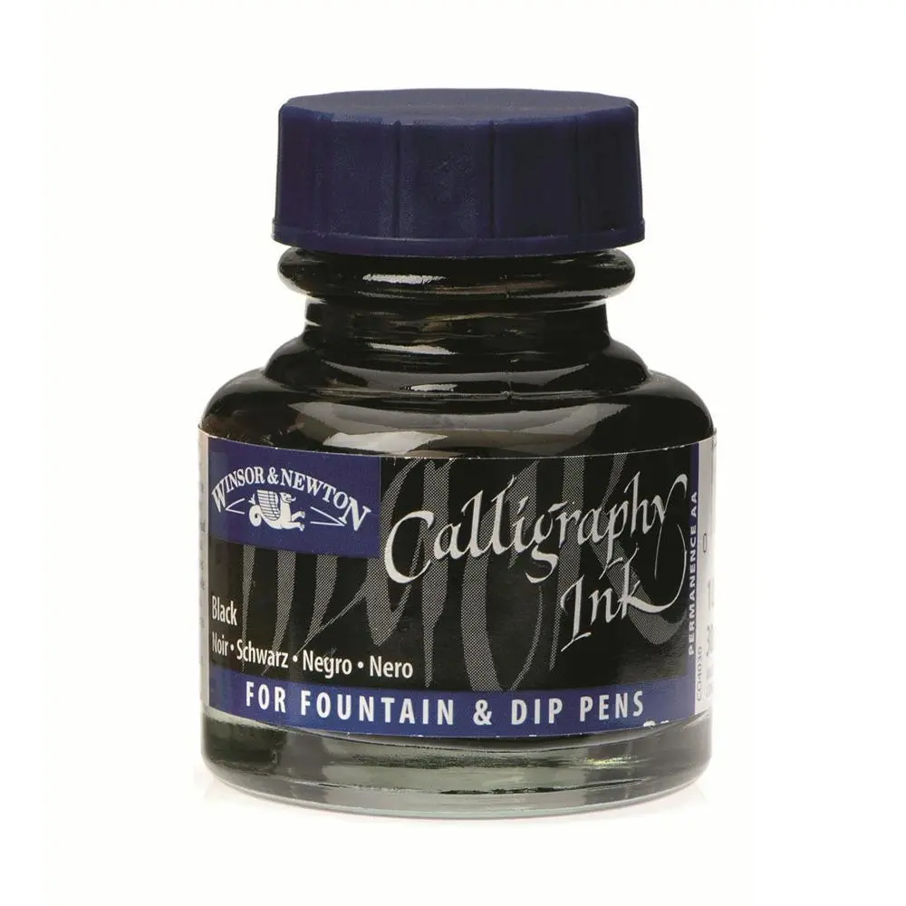 Winsor & Newton 30ml Calligraphy Ink Bottle Art Painting/Writing Matt Black - Hobbies