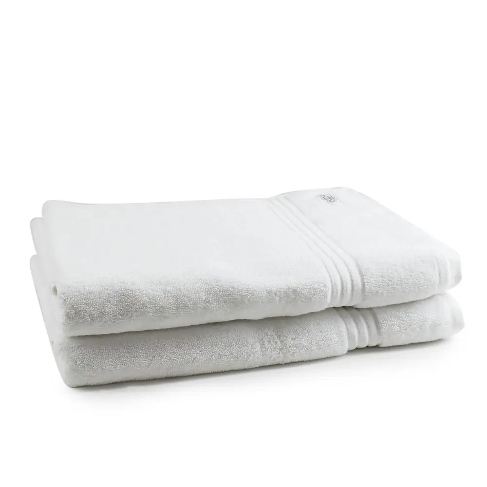 2pc Onkaparinga 90x167cm Cotton Flinders Premium Bath Sheets Set 600GSM White - Home & Garden