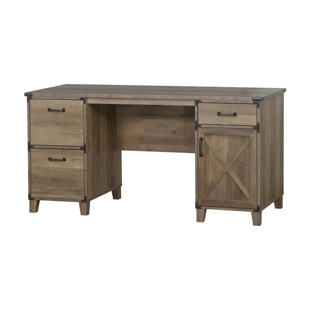 Maestro Furniture Cairo Executive Straight Corner Computer Study Home Office Desk - Rustic Oak