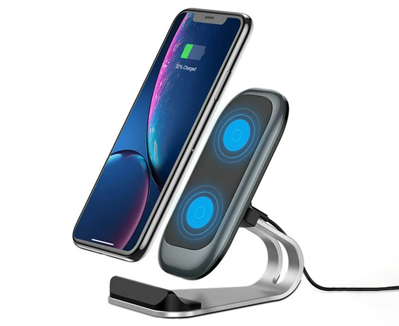 Vertical wireless fast charger 10w phone holder desktop stand charge-Blue