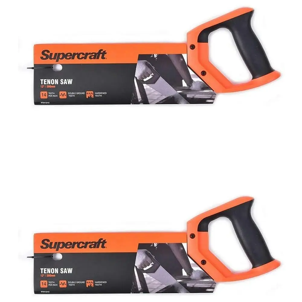 2x Supercraft Tenon Handsaw Soft Grip Double Ground Teeth 14Tpi 12''/300mm - Hardware