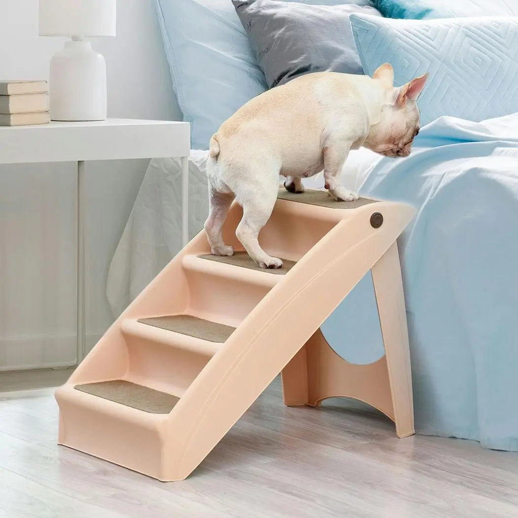 Pawz Pet Ramp Indoor Dog Steps Stair Portable Foldable Ladder For Bed Sofa Brown - Pets