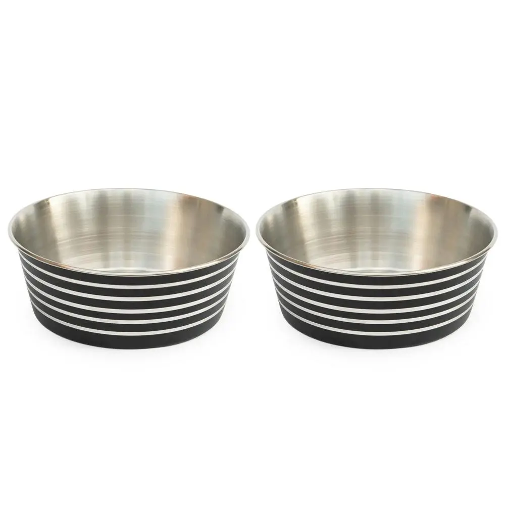 2x Superior Pet Essentials Heavy Base Pet/Dog/Cat Food Bowl Matte Black 21cm - Pets