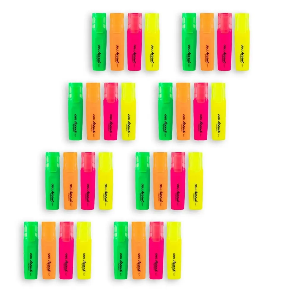 8x 4pc Deli Paper Highlighter 5mm Dry Fast Non Toxic Bullet Nib Assorted Colours - Office