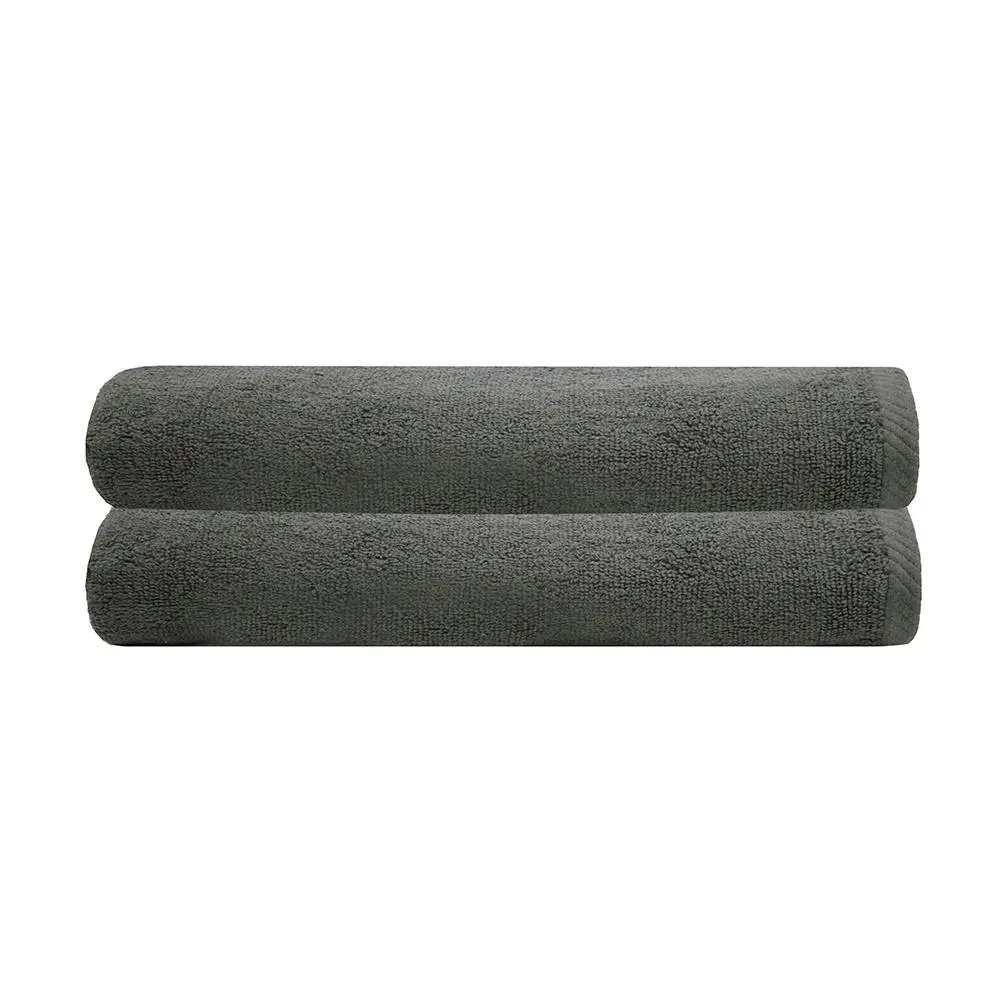 2pc Bambury Ultra soft Chateau Bath Sheet 80x160cm Charcoal Cotton Woven - Home & Garden