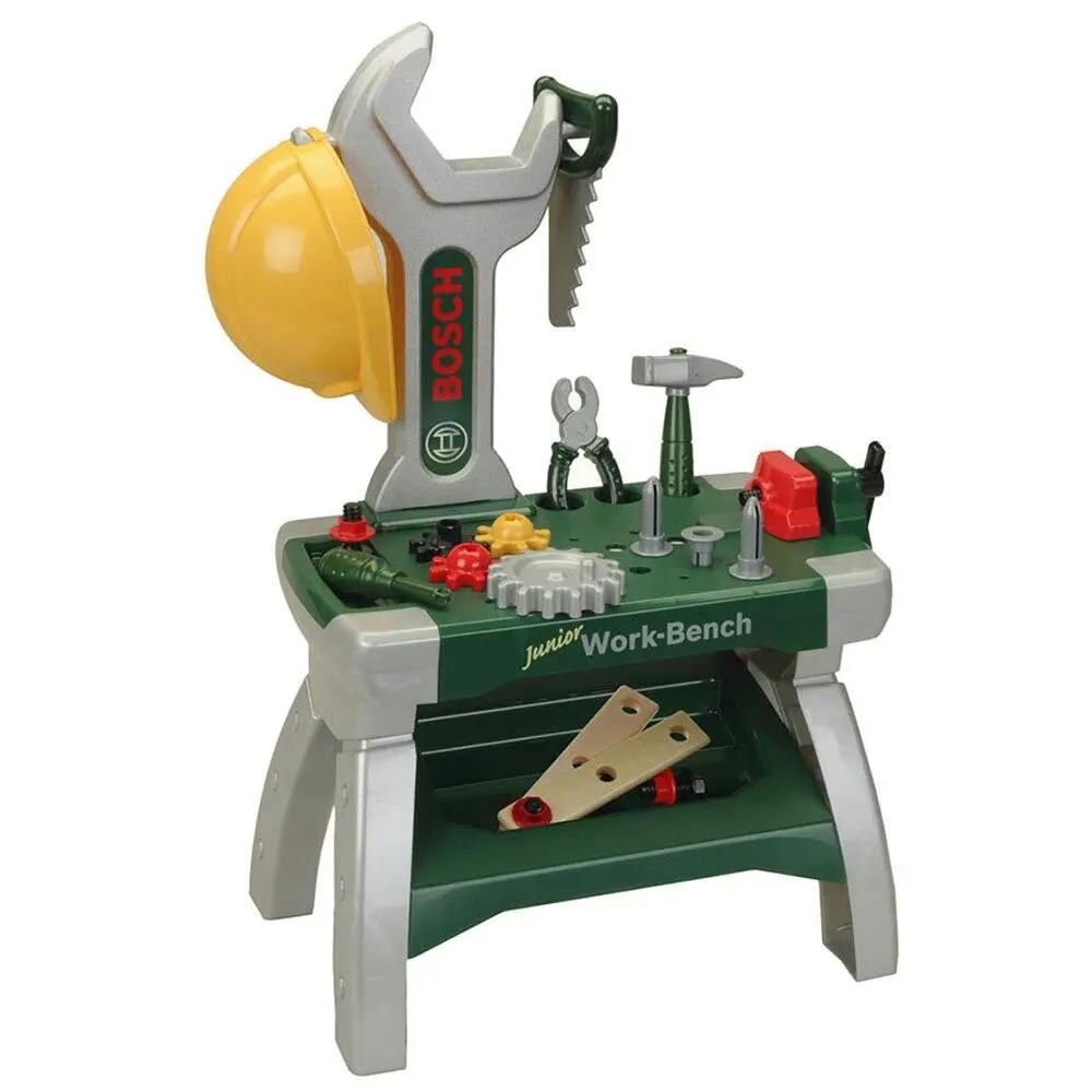 Klein Bosch 71cm Workbench Junior Mini Work Tools Set Hammer/Saw/Vice Kids Toys - Toys & Games