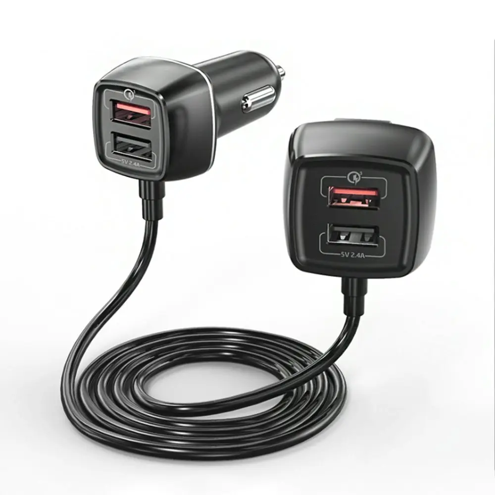 4 Ports USB Car Charger Front Rear Seat QC 3.0 Quick Charger - Electronics