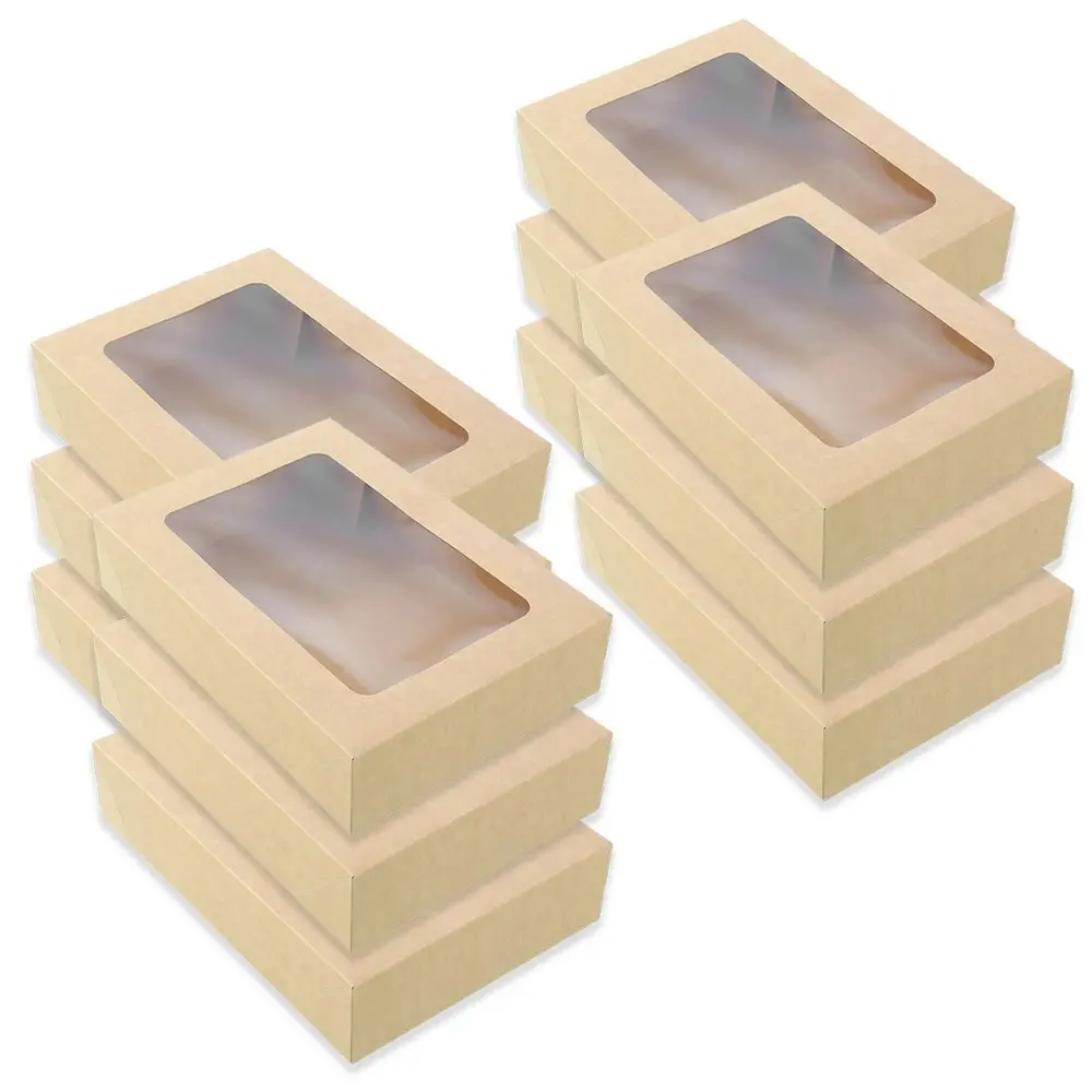 4x 3pc Lemon And Lime 36cm Eco Kraft Disposable Catering 7L Lidded Grazing Box - Hobbies