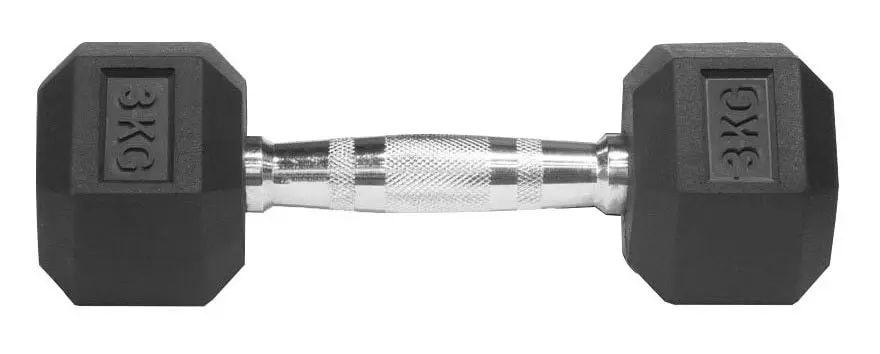 YORK 3kg Rubber Hex Dumbbell - Sports & Outdoor