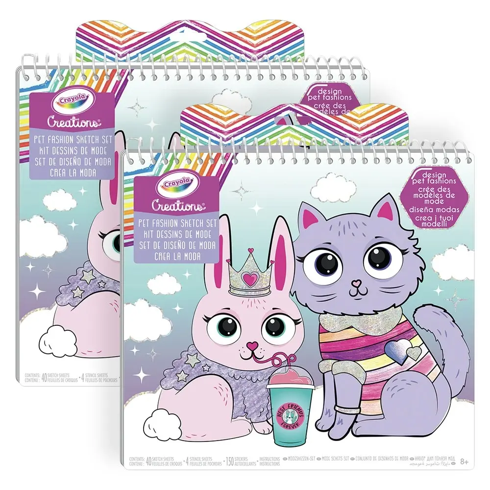 2x Crayola Kids/Childrens Creations Pets Fashion Sketching/Drawing Art Set 96m+ - Hobbies