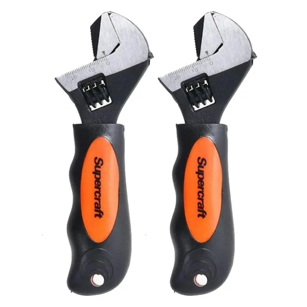 2x Supercraft 2 In 1 Dual Metric Stubby Adjustable Wrench/Shifter Home Tool Set - Hardware