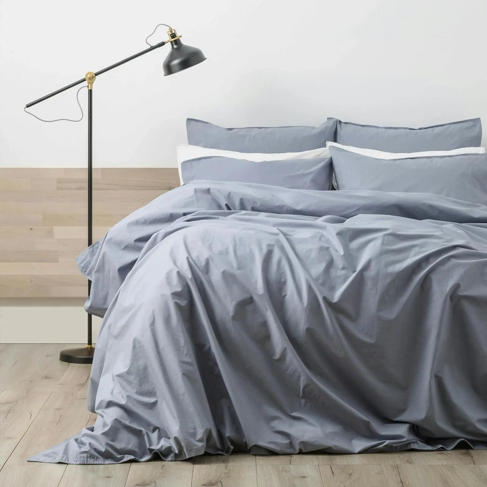Renee Taylor Helena King Bed VNT Stone Washed Quilt Cover/Pillowcases Dusty Blue - Home & Garden
