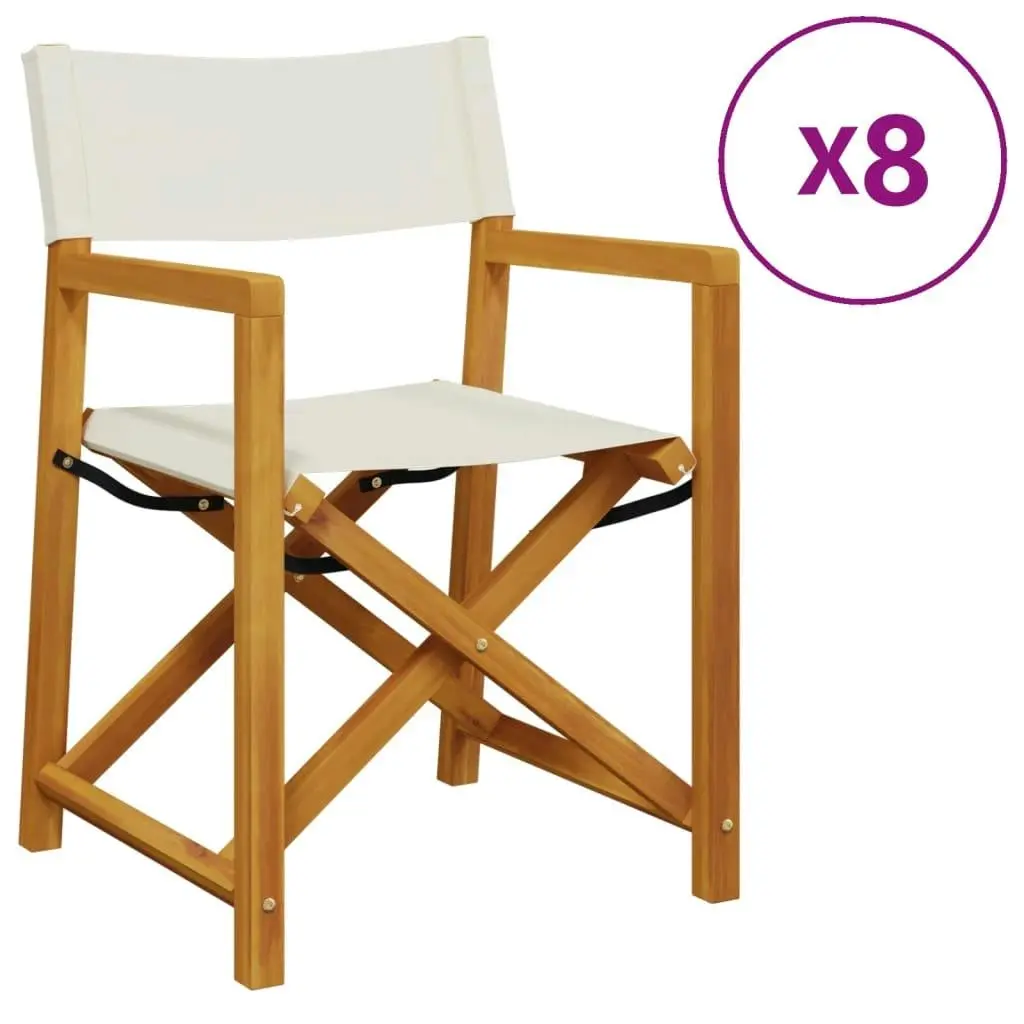 8 pcs Folding Garden Chairs Cream White Fabric 3208918 - Furniture