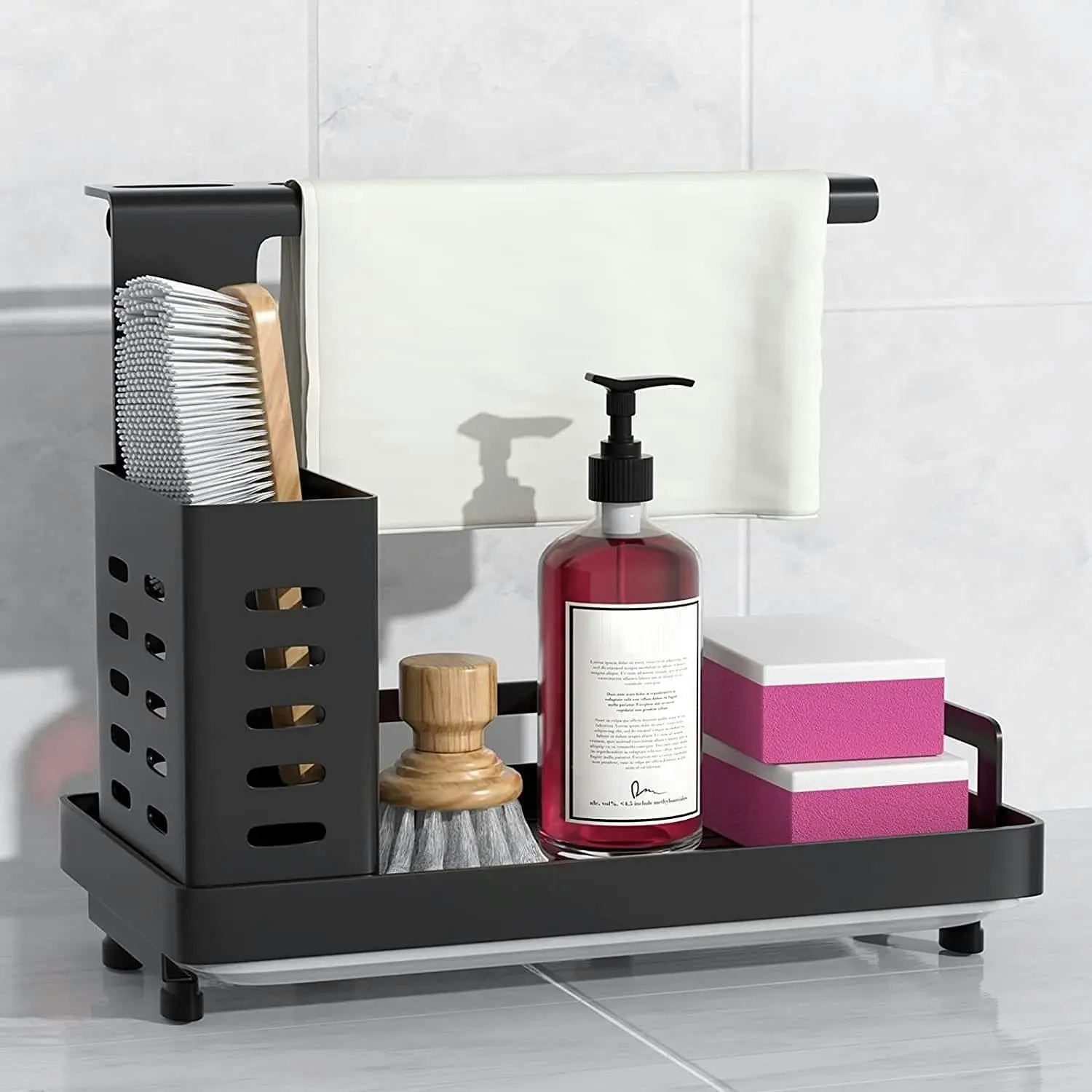 Stainless Steel Kitchen Sink Caddy Organizer (Black) - Home & Garden