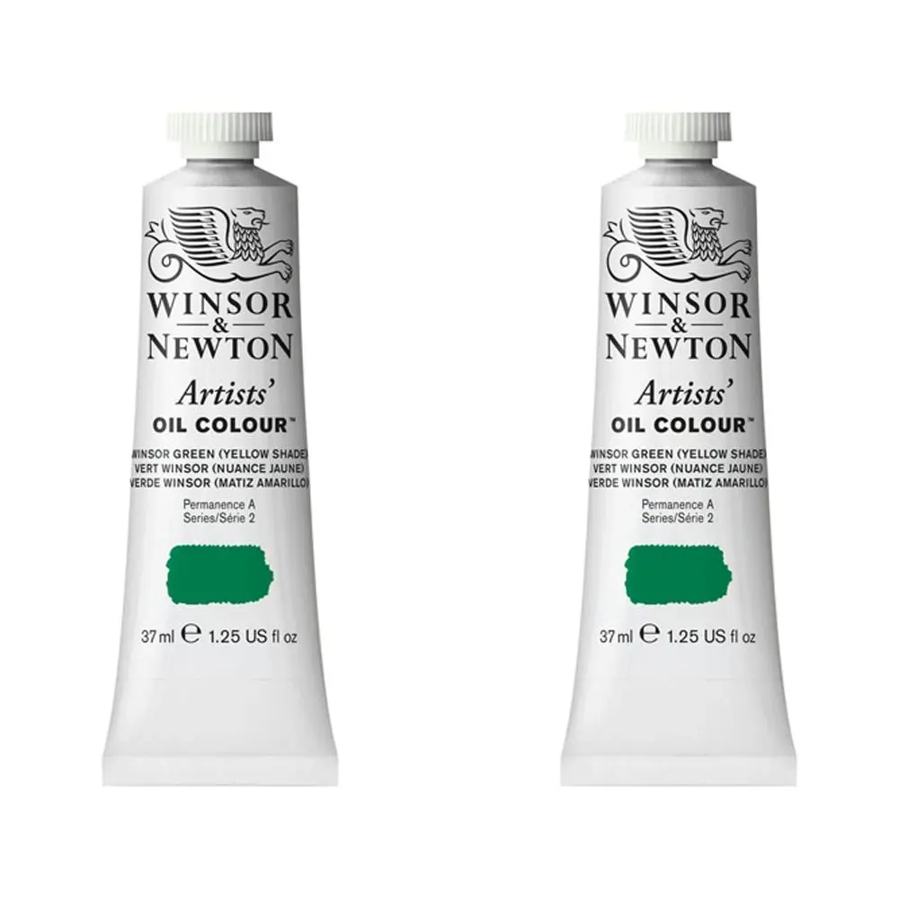 2x Winsor & Newton Artists Oil Colour 37ml Paint Tube Winsor Green Yell Shade S2 - Hobbies