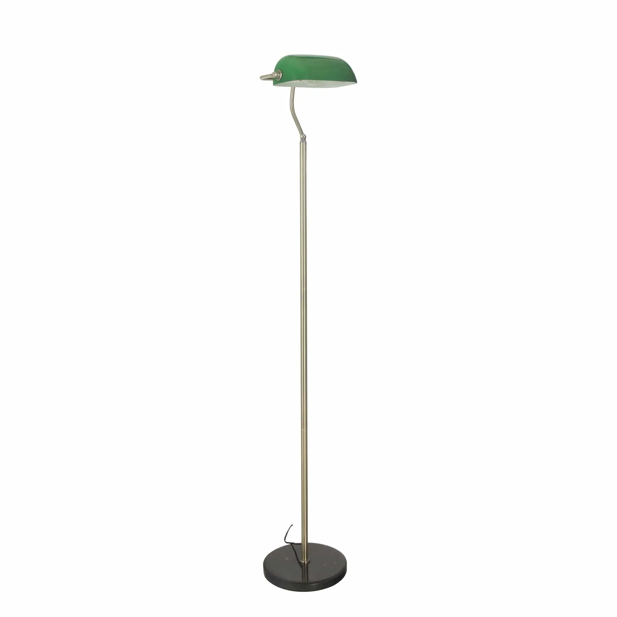BANKERS FLOOR Antique Brass with Green Glass Shade - Home & Garden