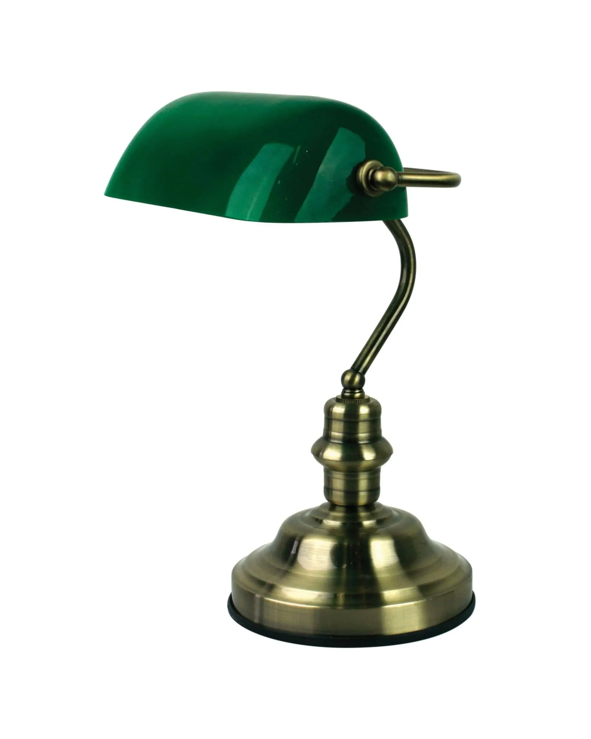 BANKERS SWITCHED Antique Brass with Green Glass Shade - Home & Garden