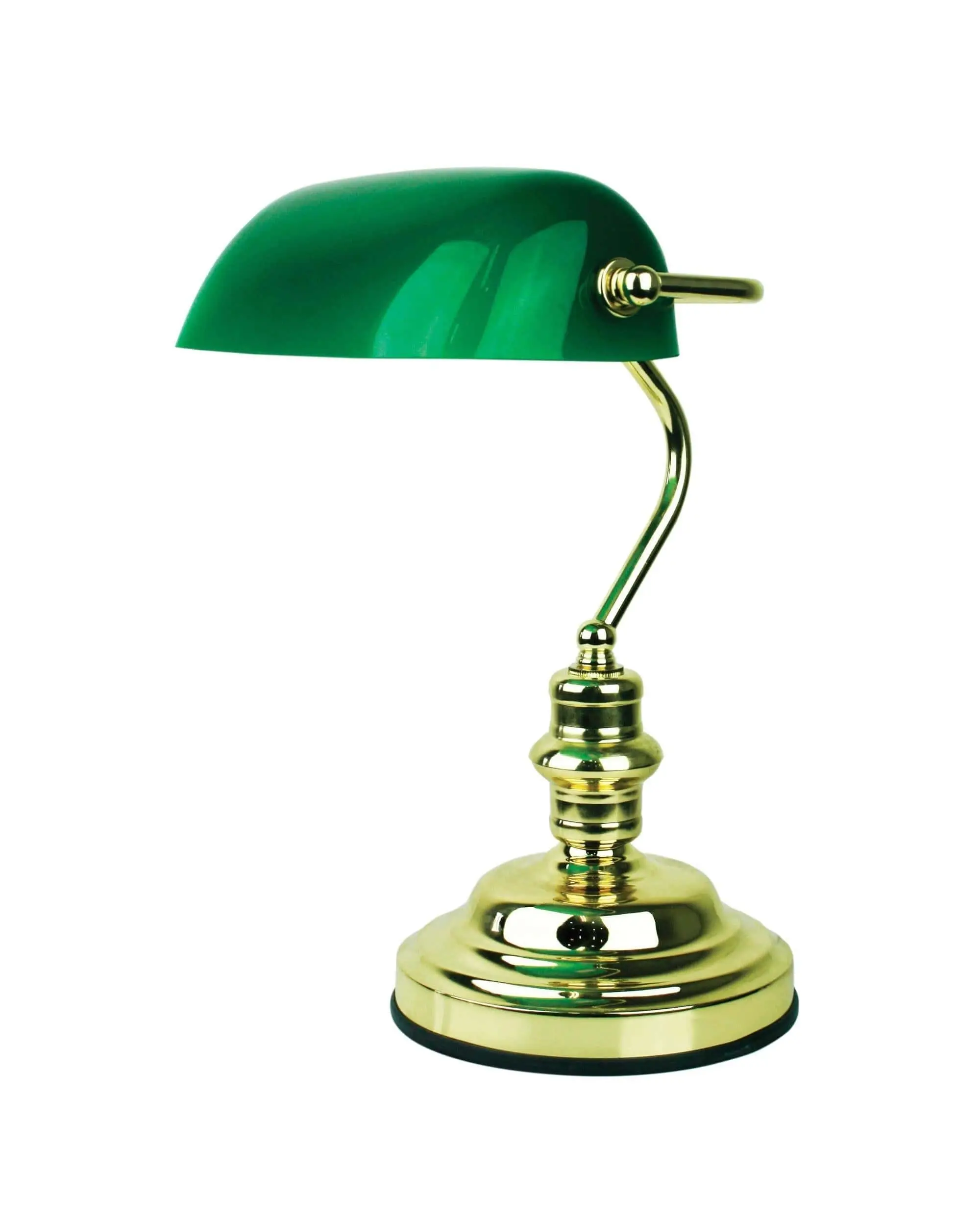 BANKERS SWITCHED Brass Plated with Green Glass Shade - Home & Garden